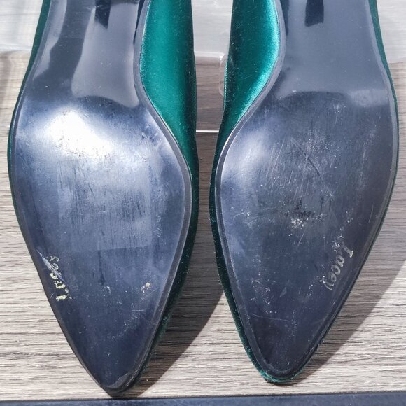 Sophia Lacey Low Heel Pumps Sz 7 Green Pointed Toe Comfort Dressy Career Heels - Picture 12 of 13